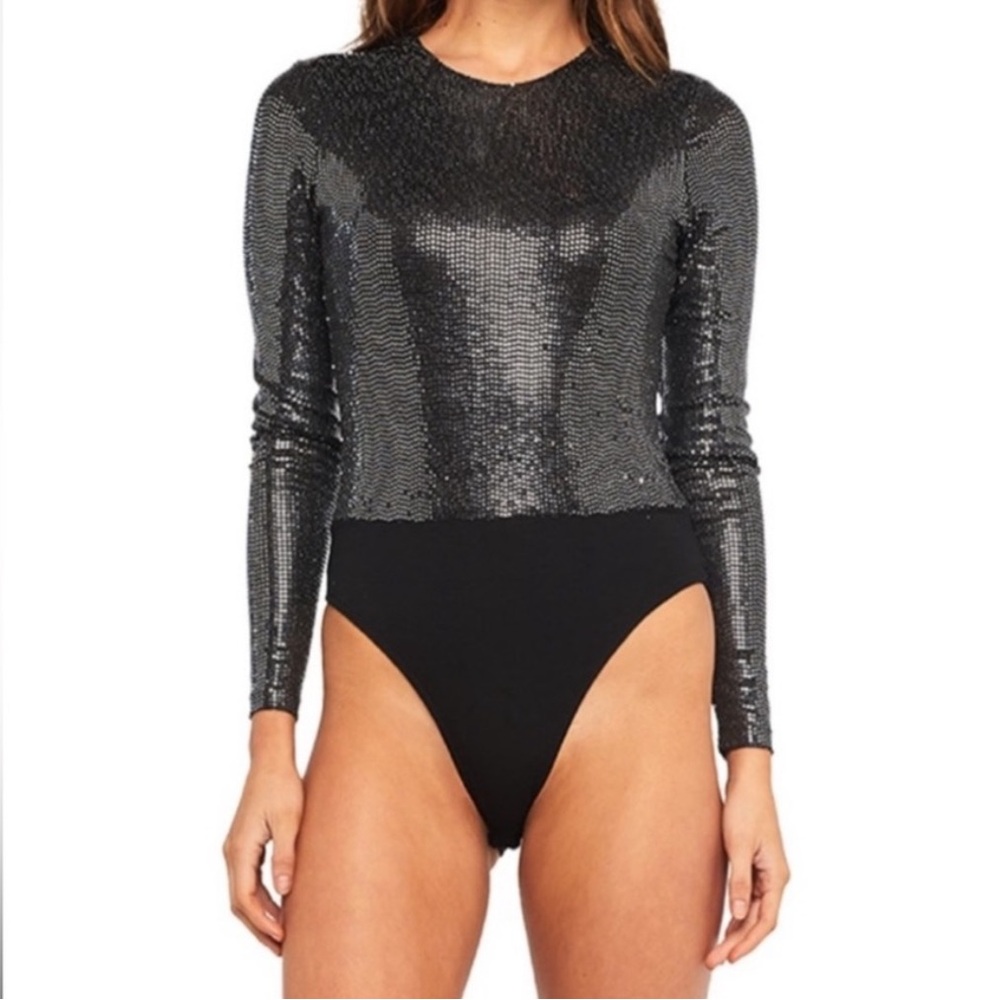 Bardot Silver Sequin Bodysuit